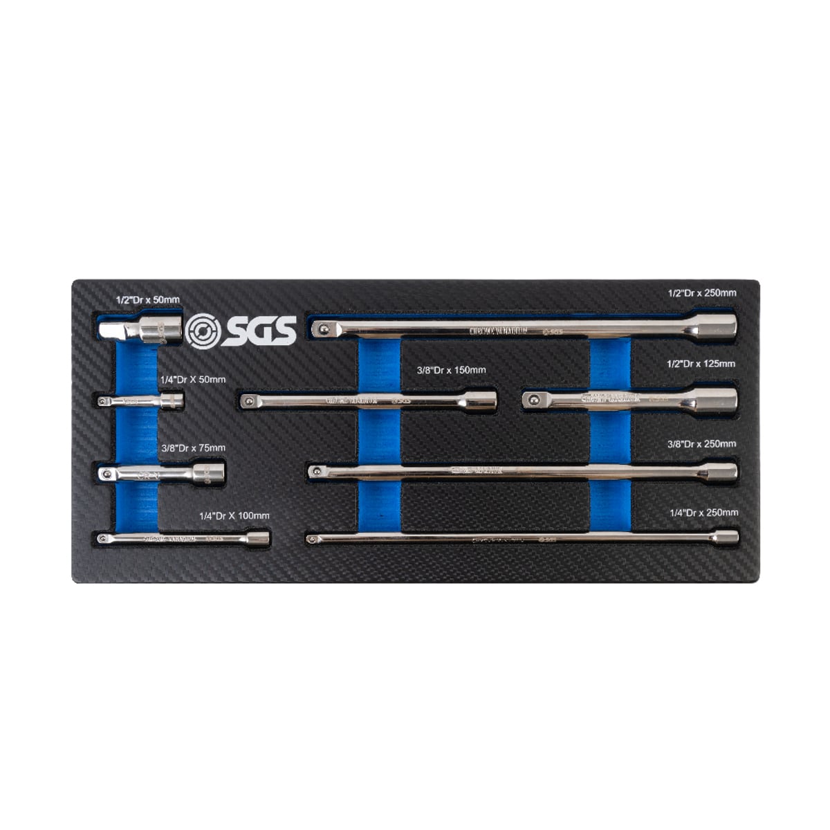 SGS 9pc Imperial Drive Extension Bar Set | 1/4in, 3/8in, 1/2in | Foam Insert